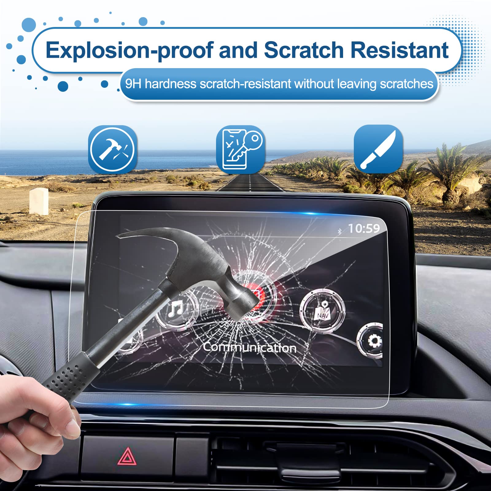 Coleya 2016 2022 2023 Mx 5 Miata Screen Protector For Mazda Mx 5 Miata (Sport/Club/Grand Touring) 7 Inch Touch Screen, 9H Temper